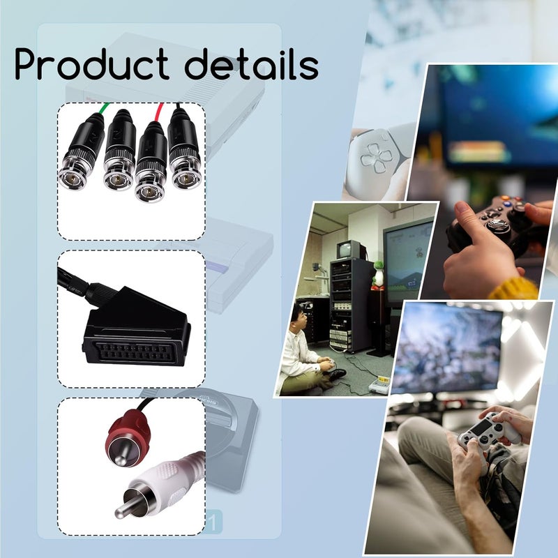 XTPTFABS Female RGB SCART to 4 BNC + Audio Cable Compatible with Sega Genesis, Saturn, Super Nint-endo, Neo-Geo, PlayStation, and Other Systems That Output RGB via SCART - Image 5